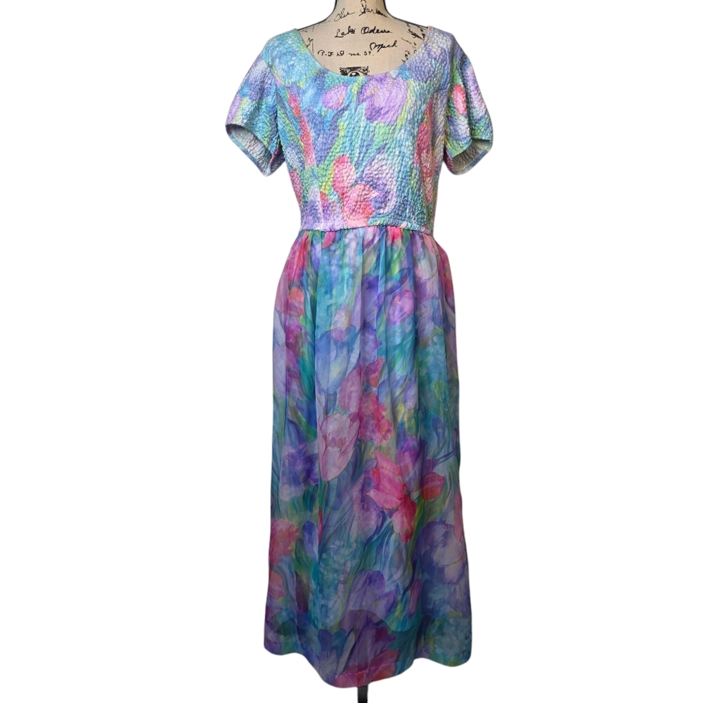 1980s Pipe Dreams Pastel Dress Sz Small